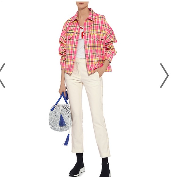 Tibi Pants - Tibi | Snap Leg Straight Leg Off-White Pant